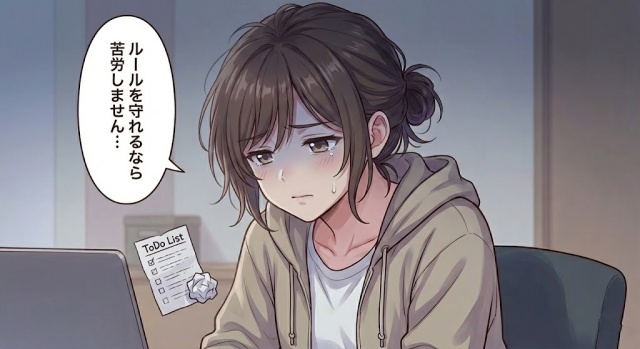 ルールを守れるなら苦労しないよと落ち込んでいる様子