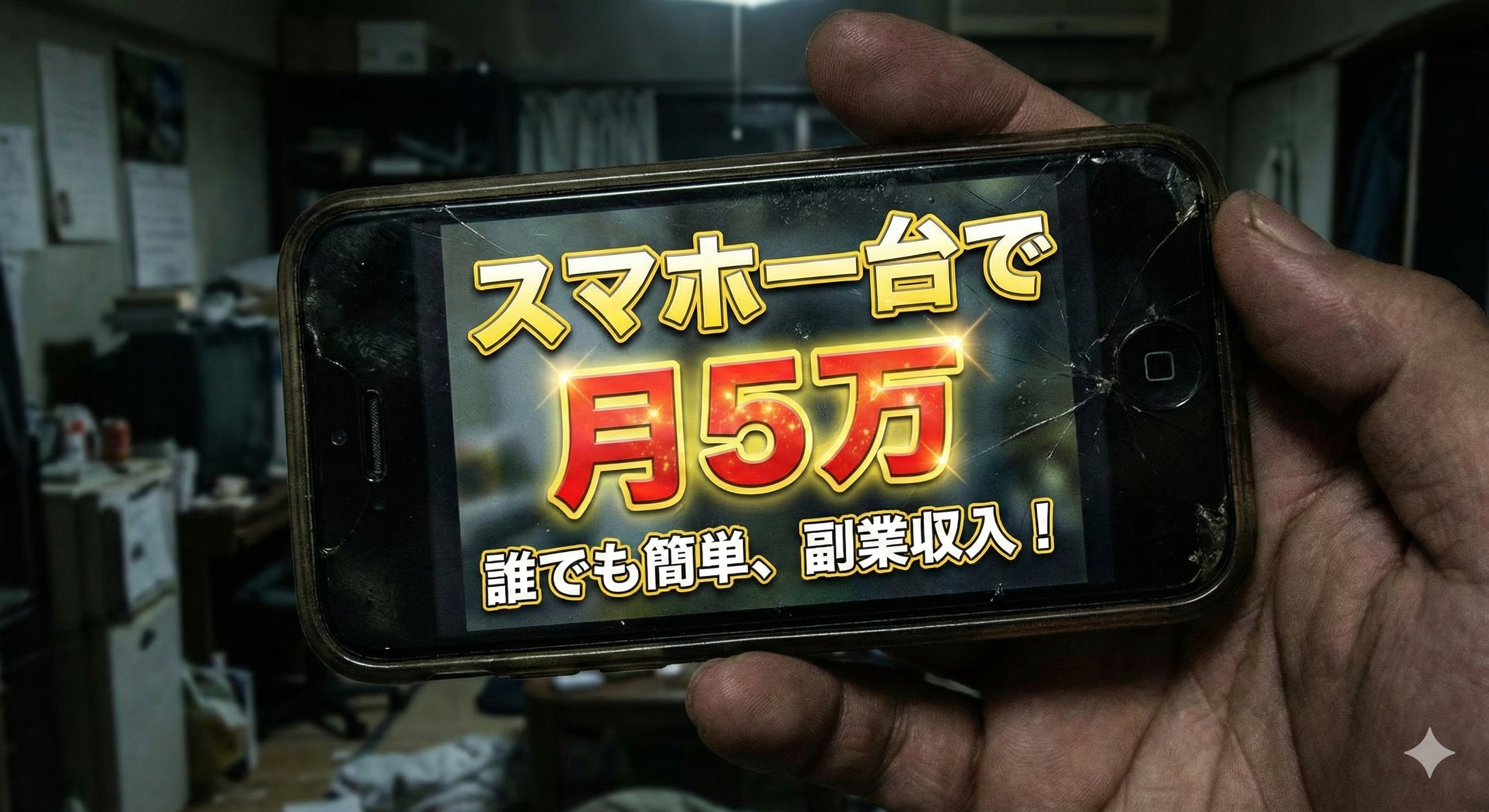 副業に関する情報が映し出されたスマホのイラスト