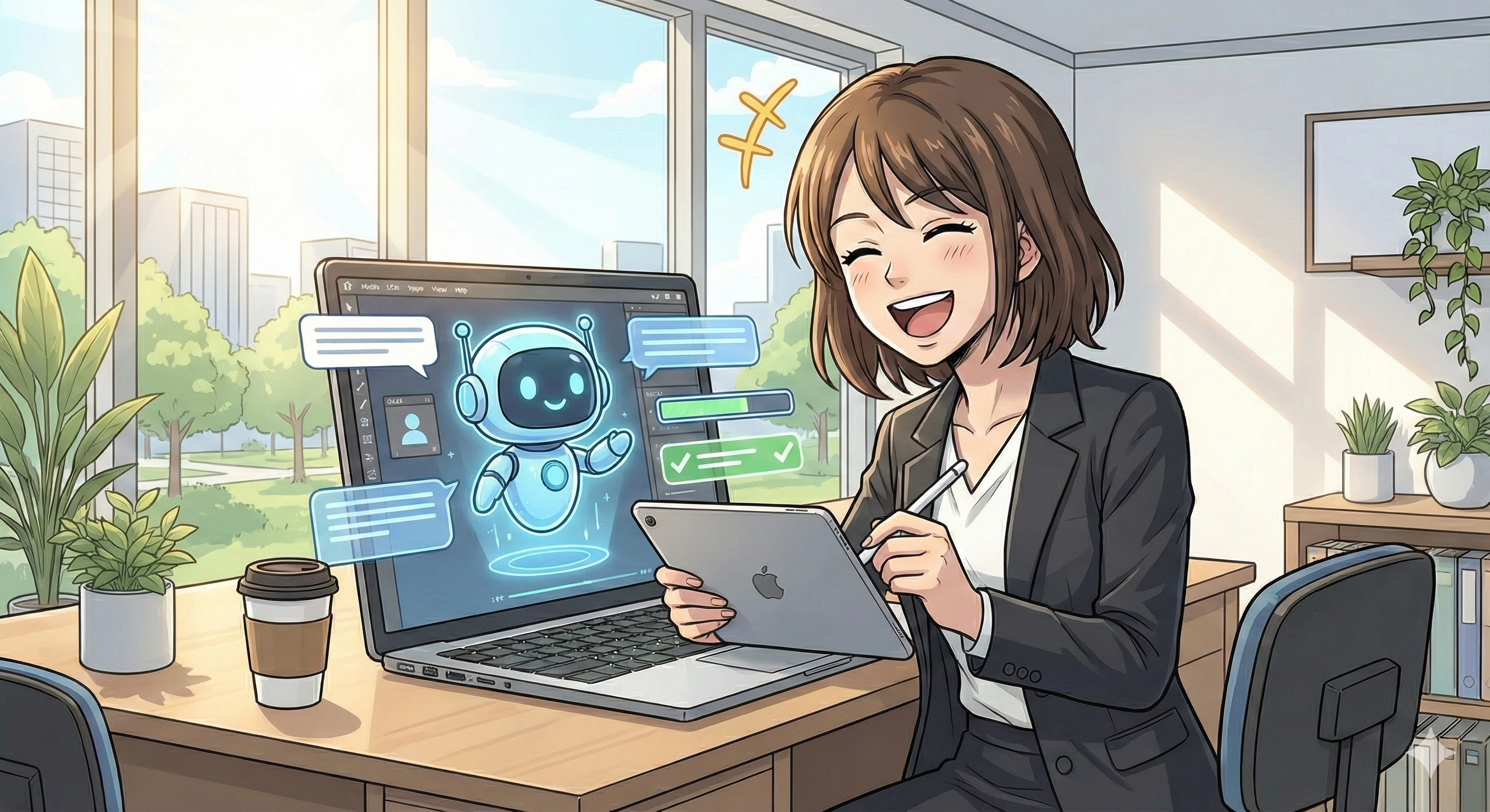 生成AIを活用して効率的に仕事を進める女性