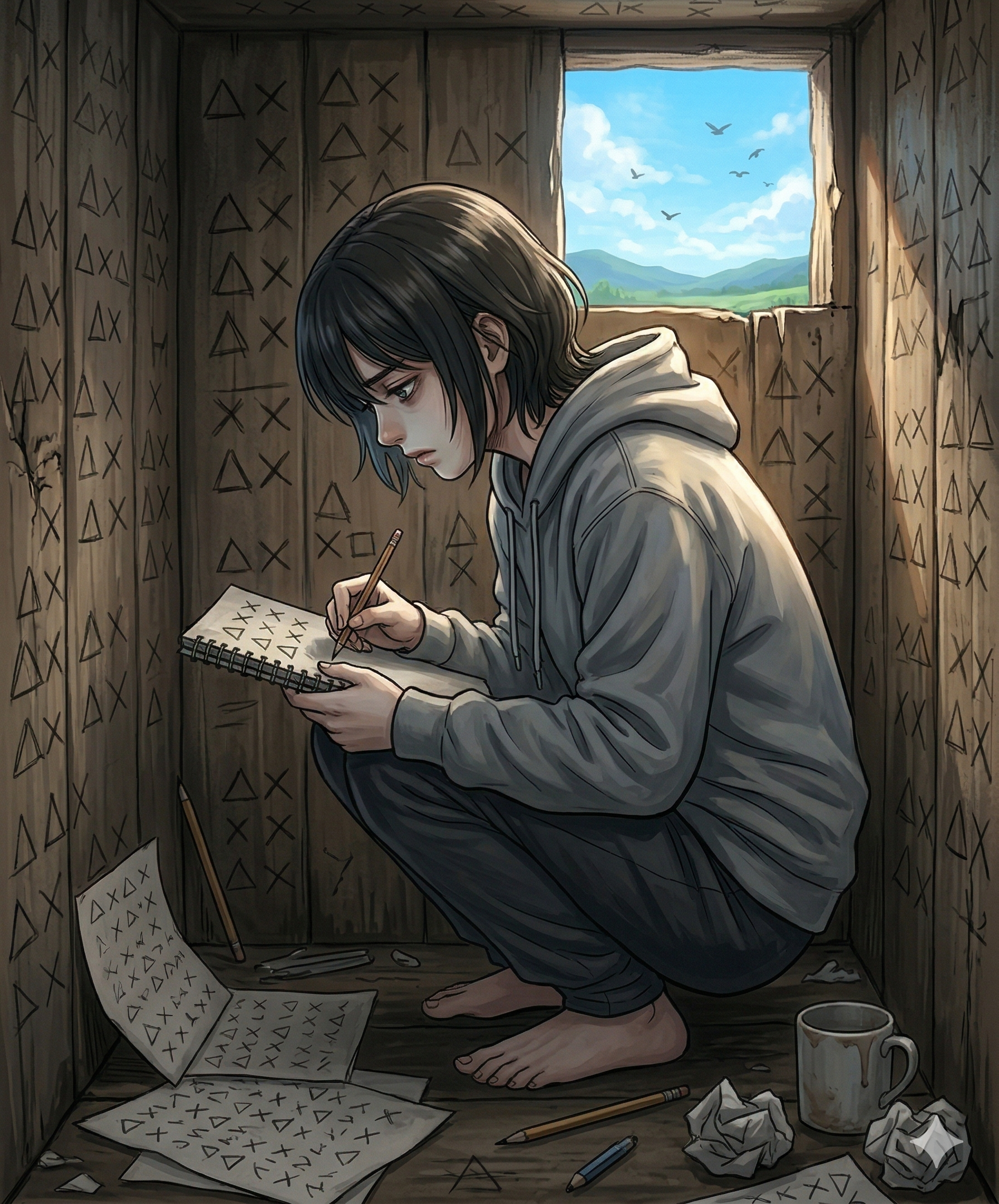 視野が狭くなり自分の市場価値を見失う在宅ワーカーのイメージ