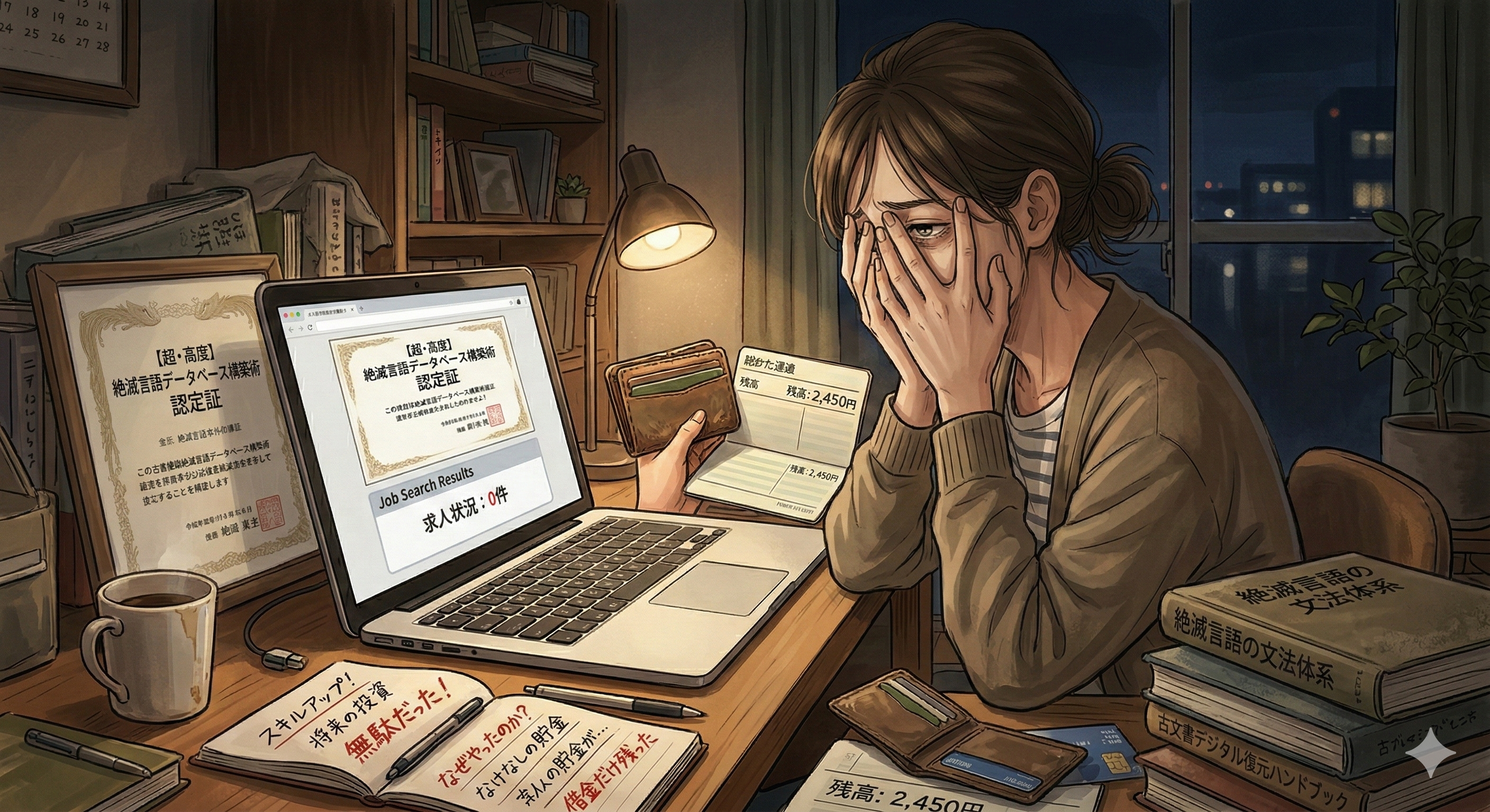 世間から求められていない資格を取って嘆く女性