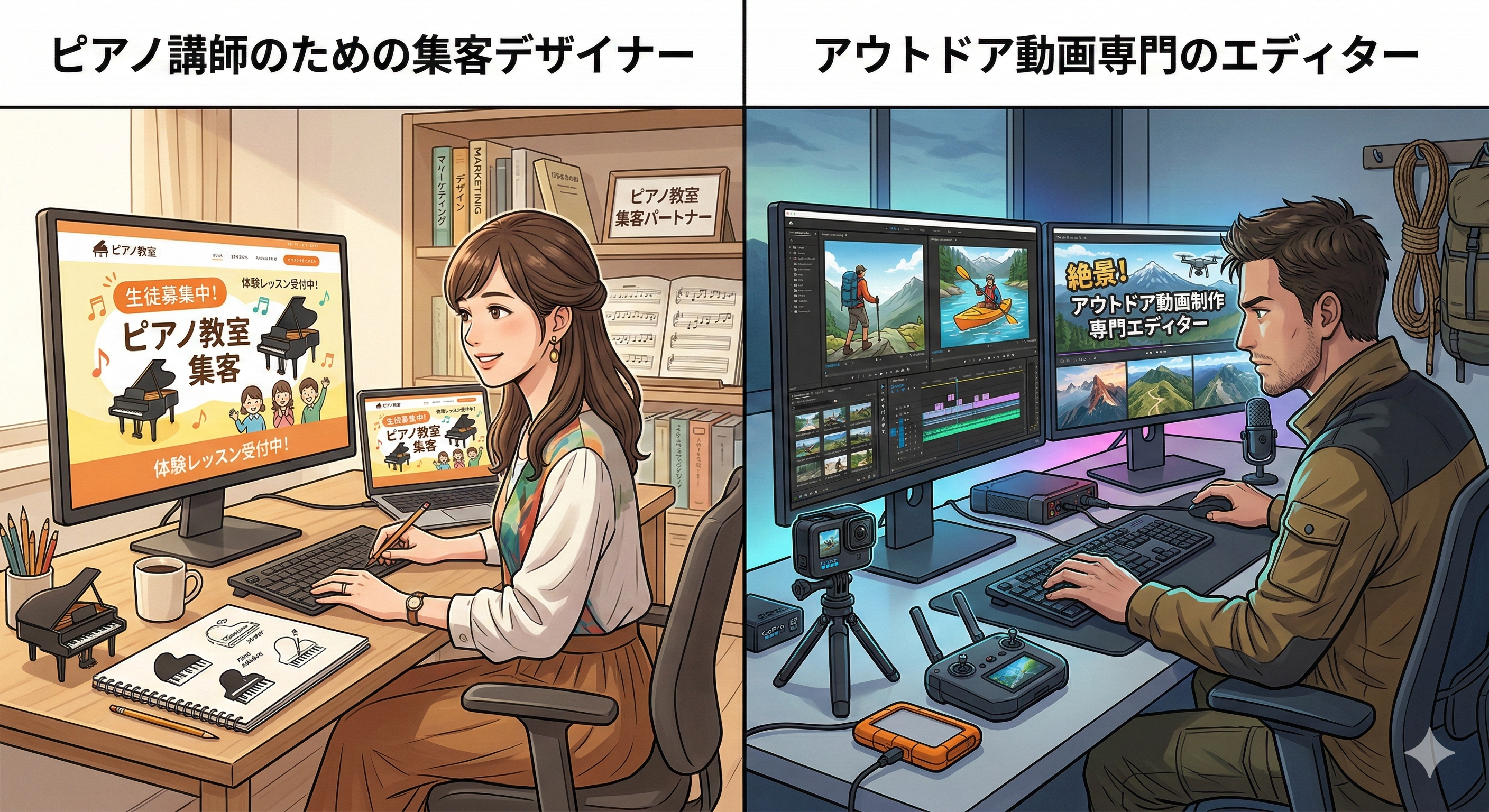 独自性のある専門ブロガーのイラスト