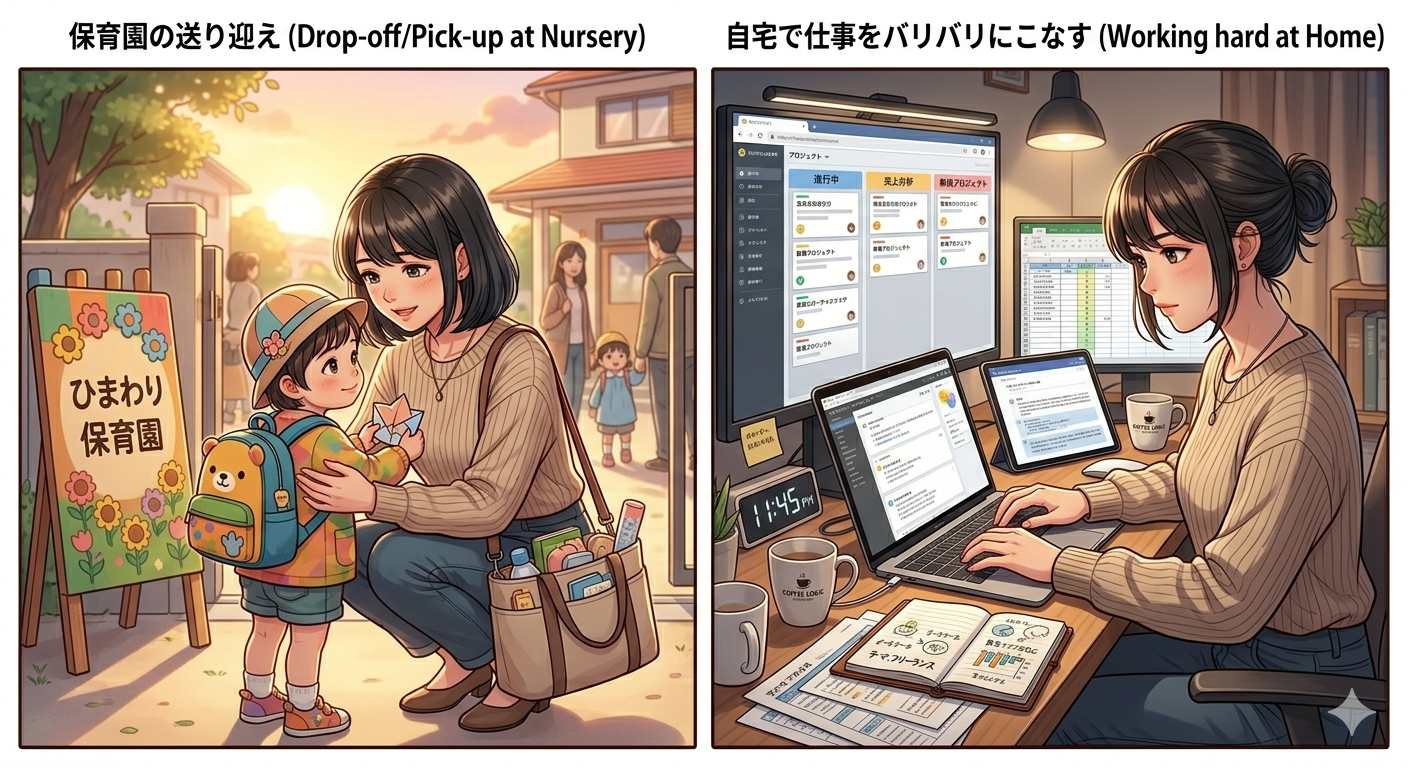 育児と仕事を両立する女性