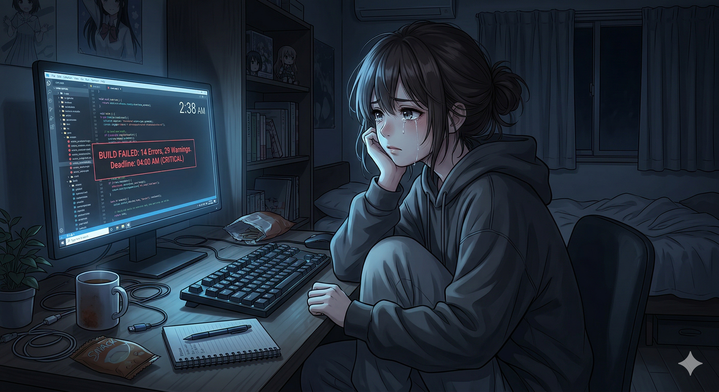 労力が水の泡となって泣く女性