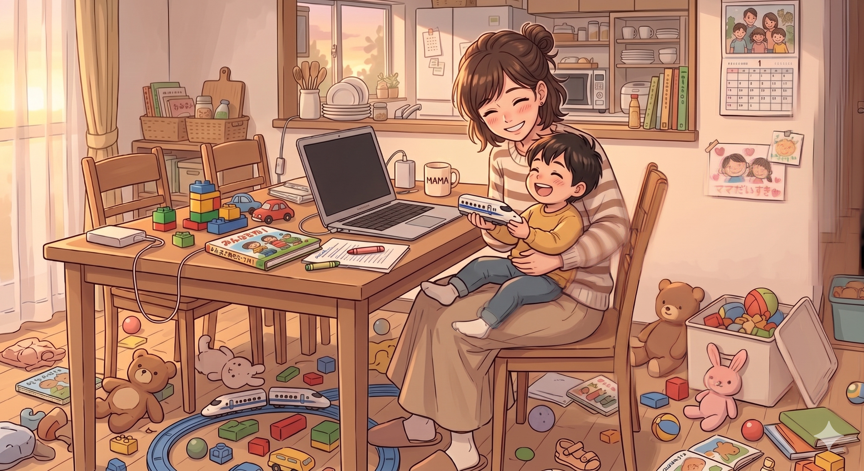 副業後に子育てをする女性