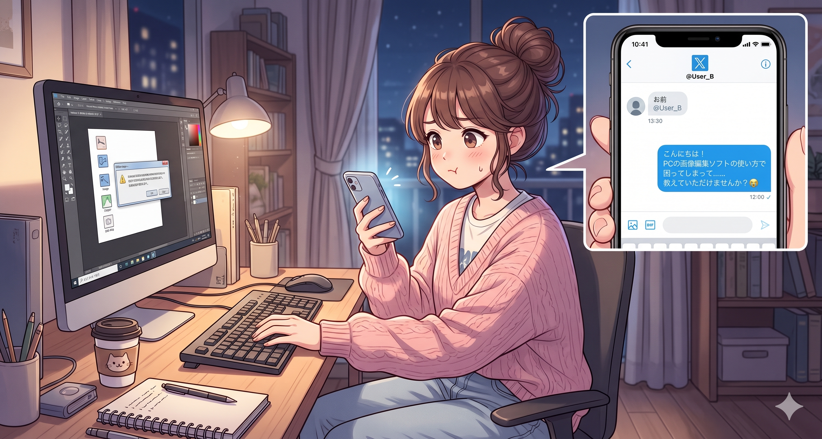 分からないことをSNSで聞く女性