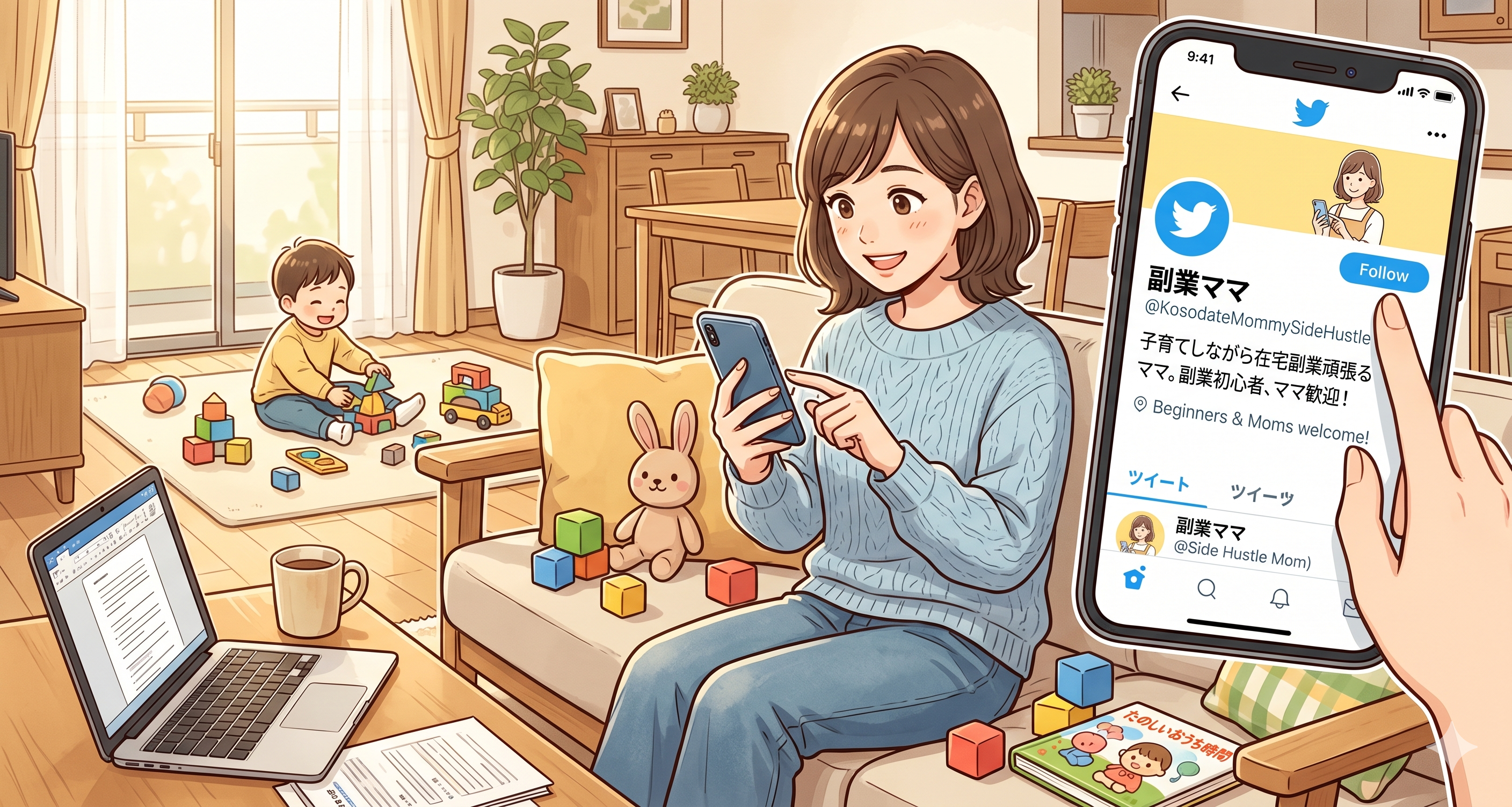 X(Twitter)でフォローする女性の様子