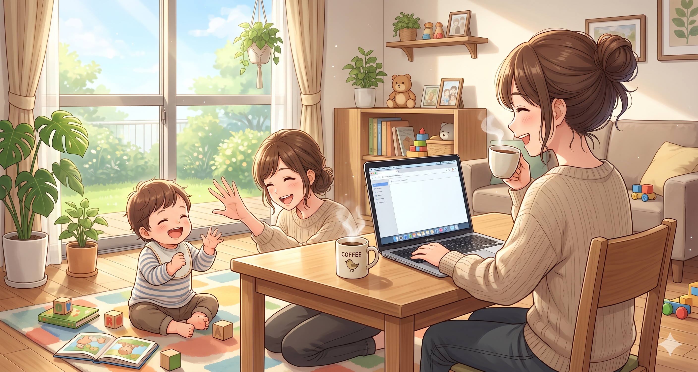 子育てしながら仕事をする女性