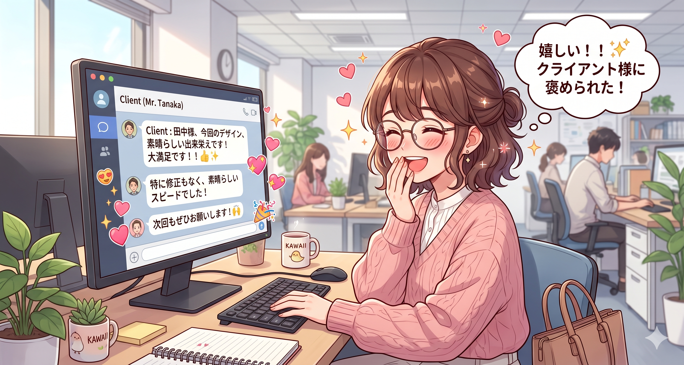 クライアントから褒められる女性