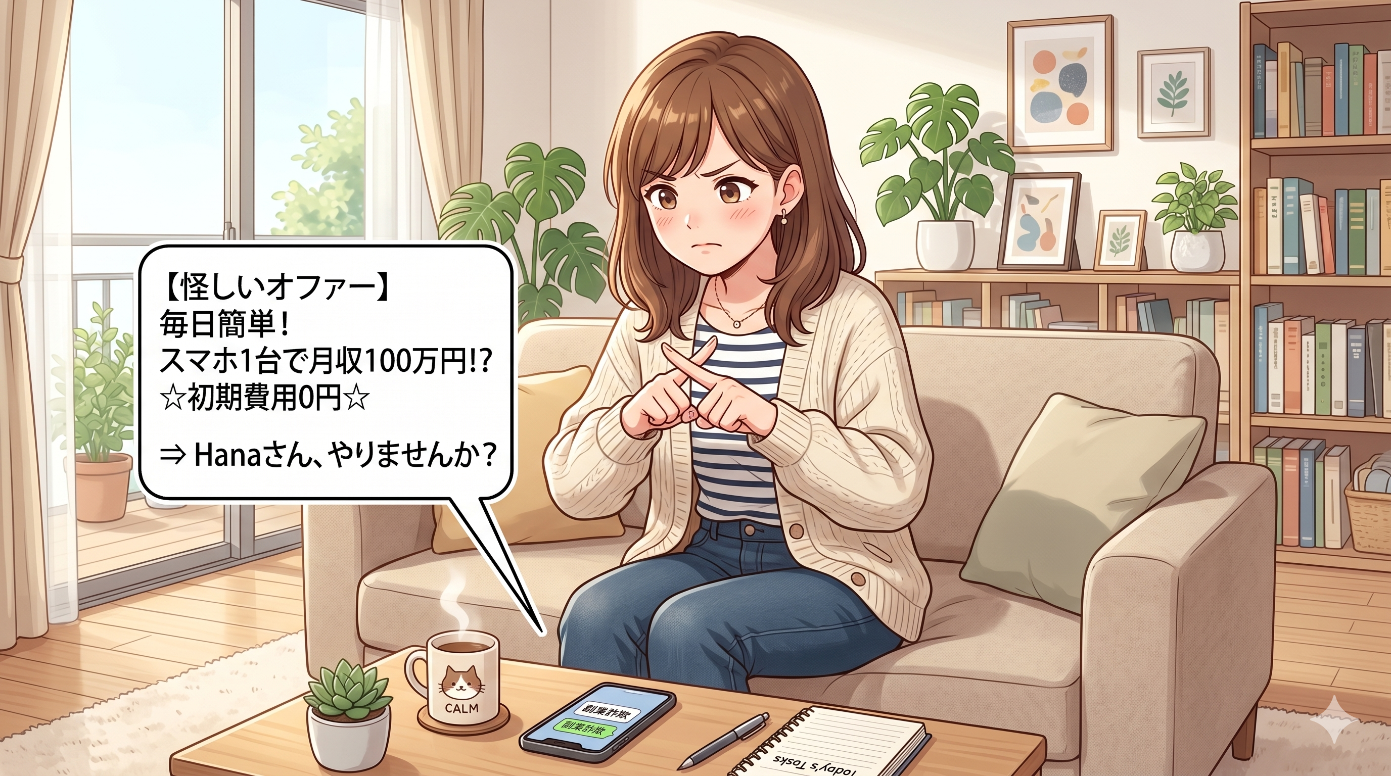 怪しい副業を拒否する女性