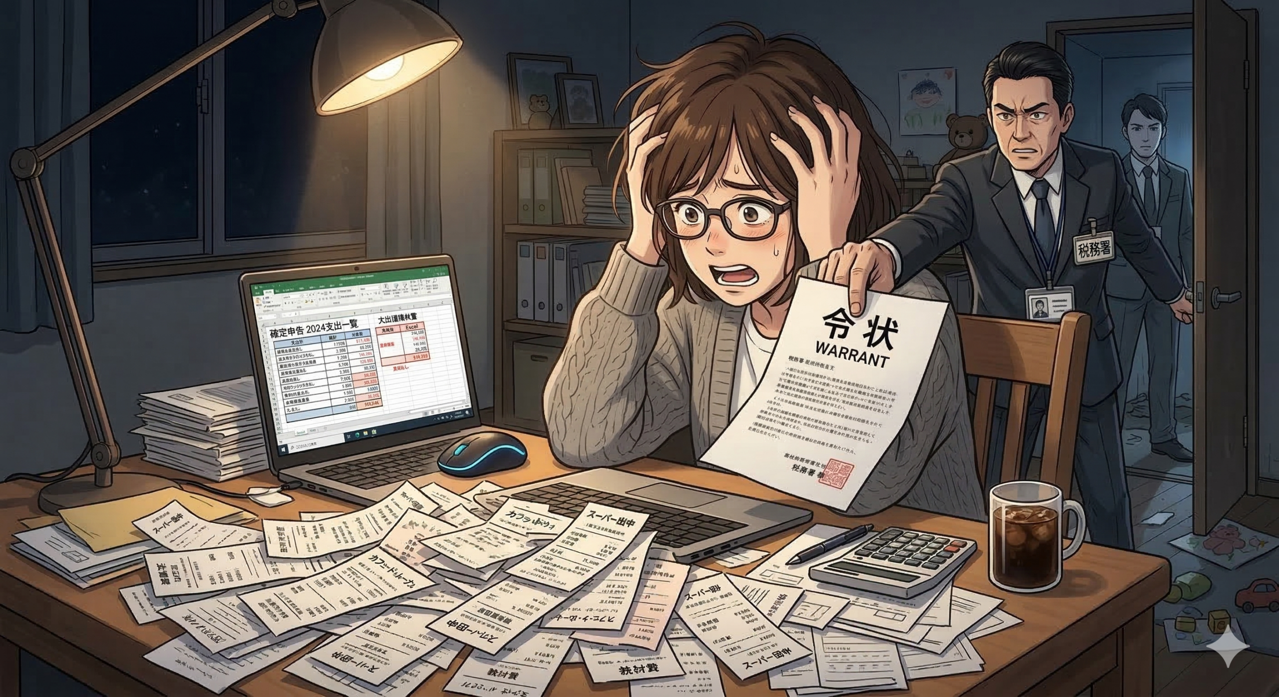 税務署職員が女性宅に押し寄せてくる画像